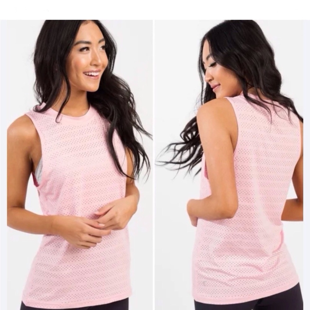 ZYIA Pink Perforated Muscle Tee
